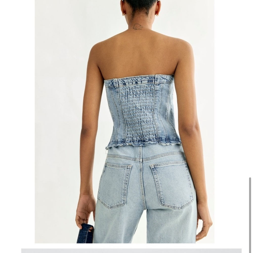 Zara denim light wash tube jumpsuit size medium - Picture 7 of 13